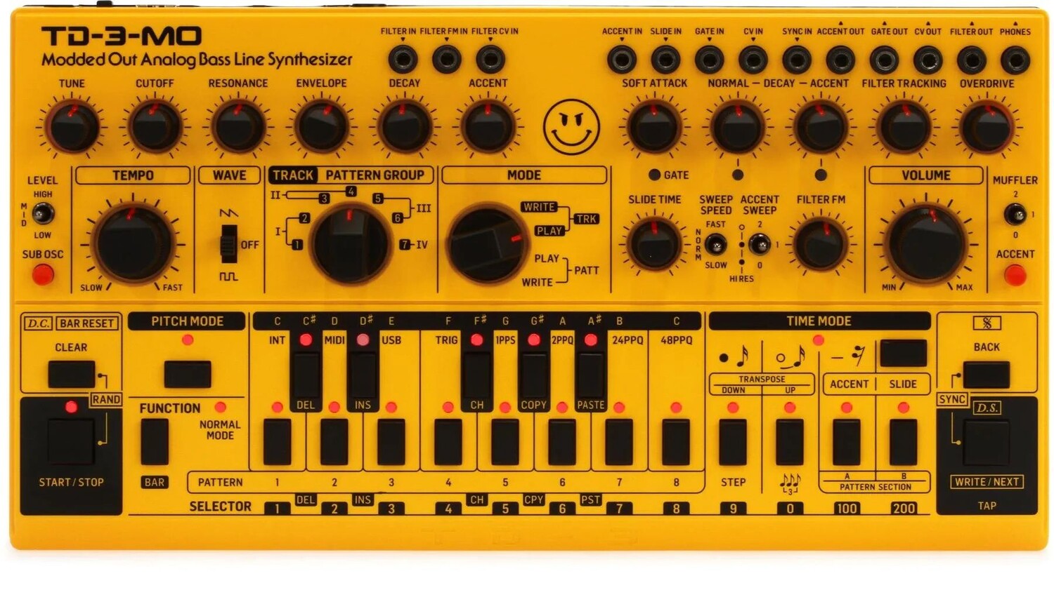 

Аналоговый синтезатор басовой линии Behringer TD-3-MO-AM — желтый