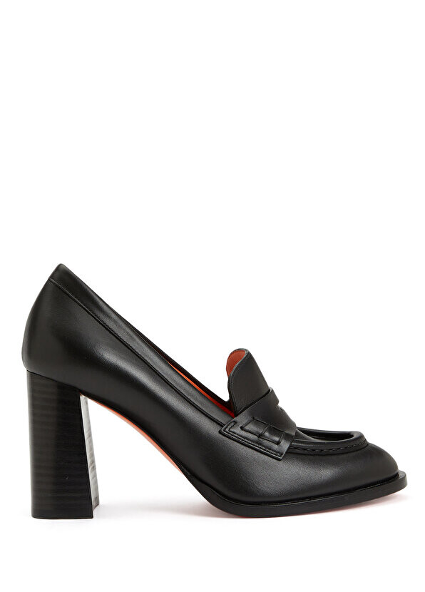 

Черные кожаные туфли на каблуке с ремешком Santoni