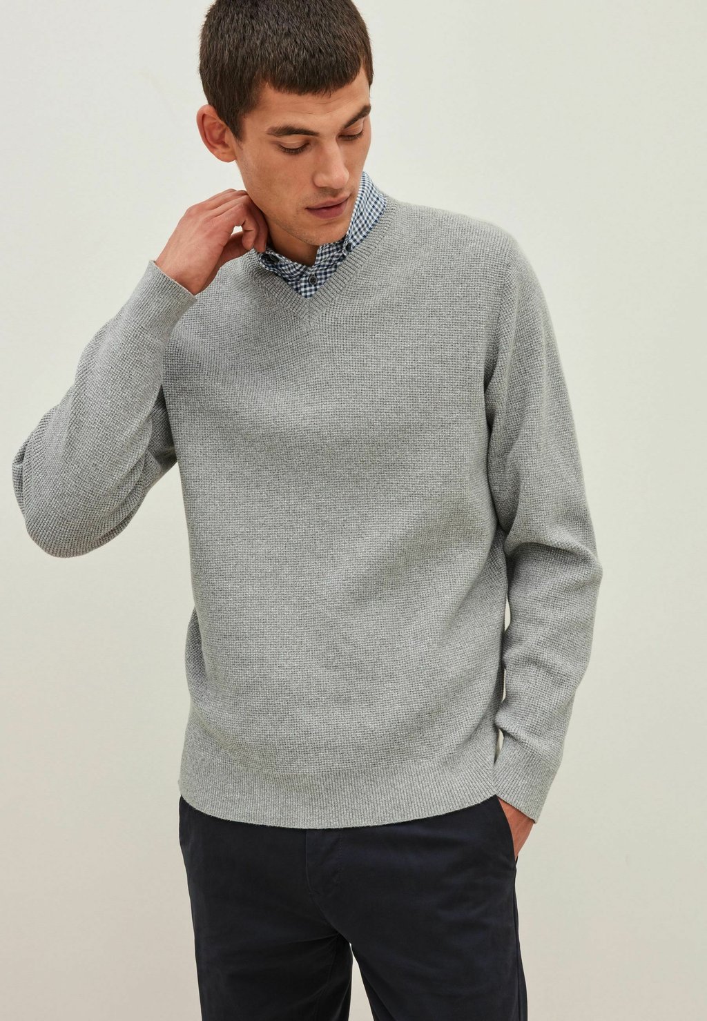 Вязаный свитер MOCK Next, цвет light grey