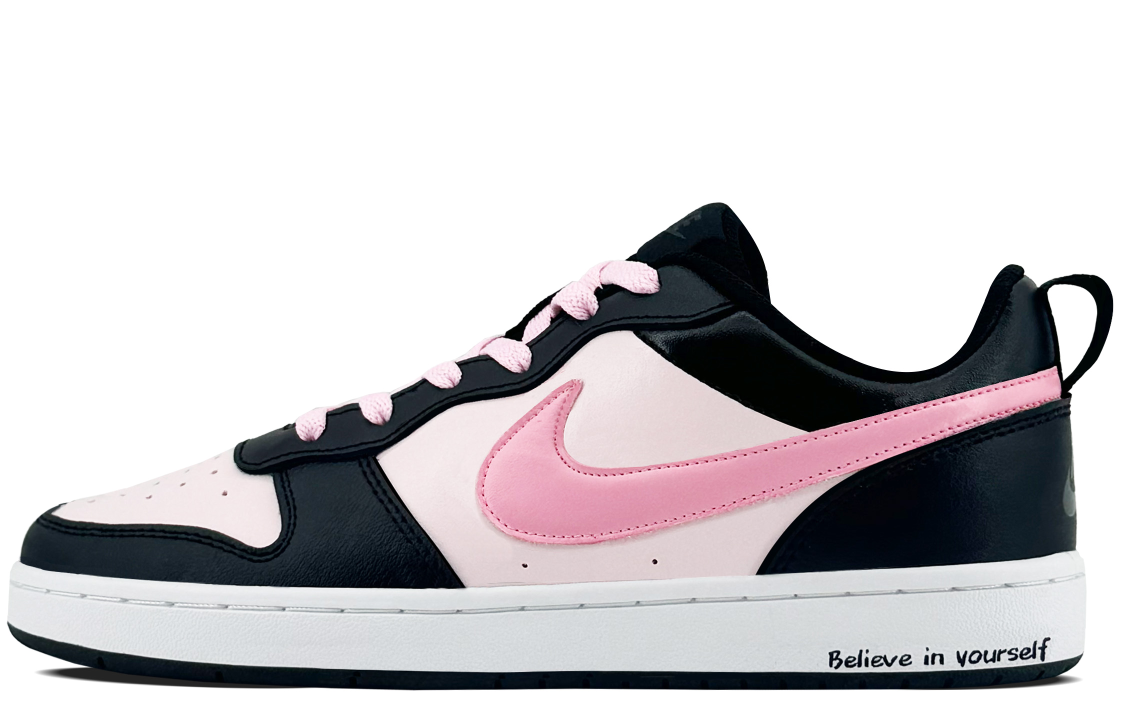 

Кроссовки Nike Court Borough Skateboarding Shoes Women's Low-top Black/pink, белый/черный