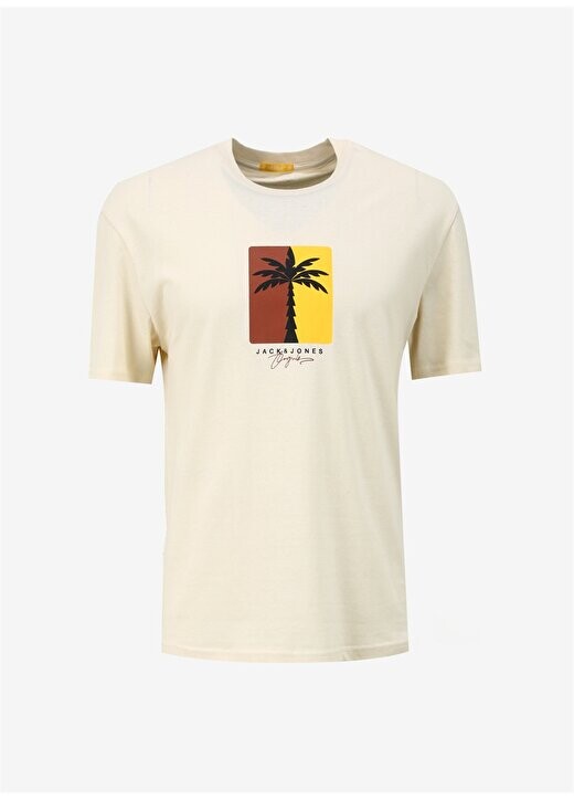 

Кремовая мужская футболка с круглым вырезом JORMARBELLA BRANDING TEE SS CREW NE Jack & Jones, кремовый