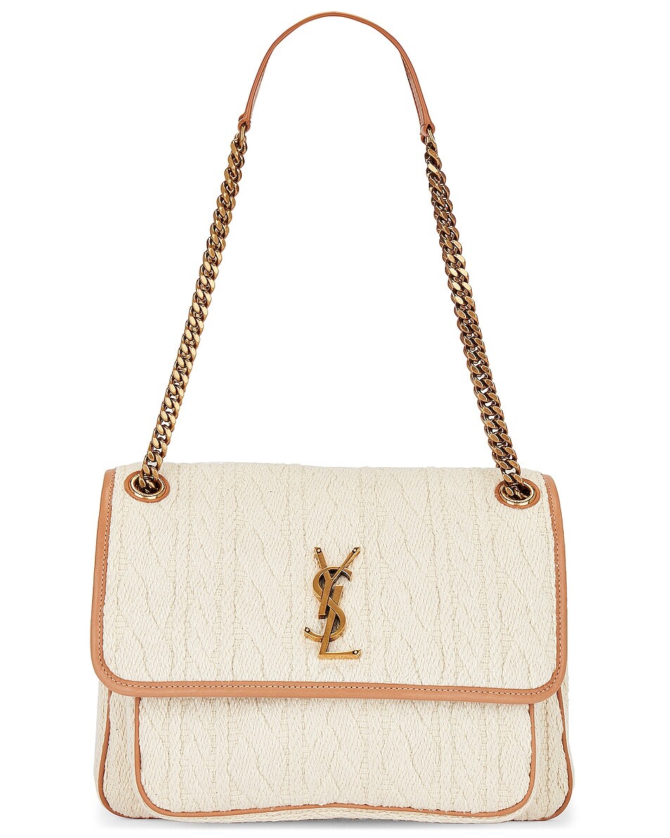 

Сумка кросс-боди Saint Laurent Medium Niki Chain, цвет Soy Milk & Brown Gold