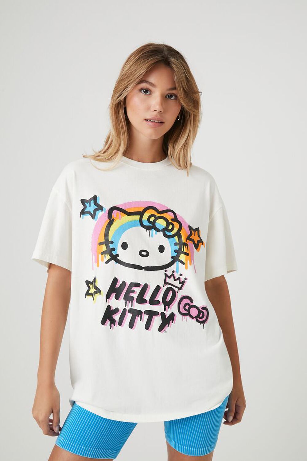 

Футболка с рисунком Hello Kitty Forever 21, кремовый, Бежевый