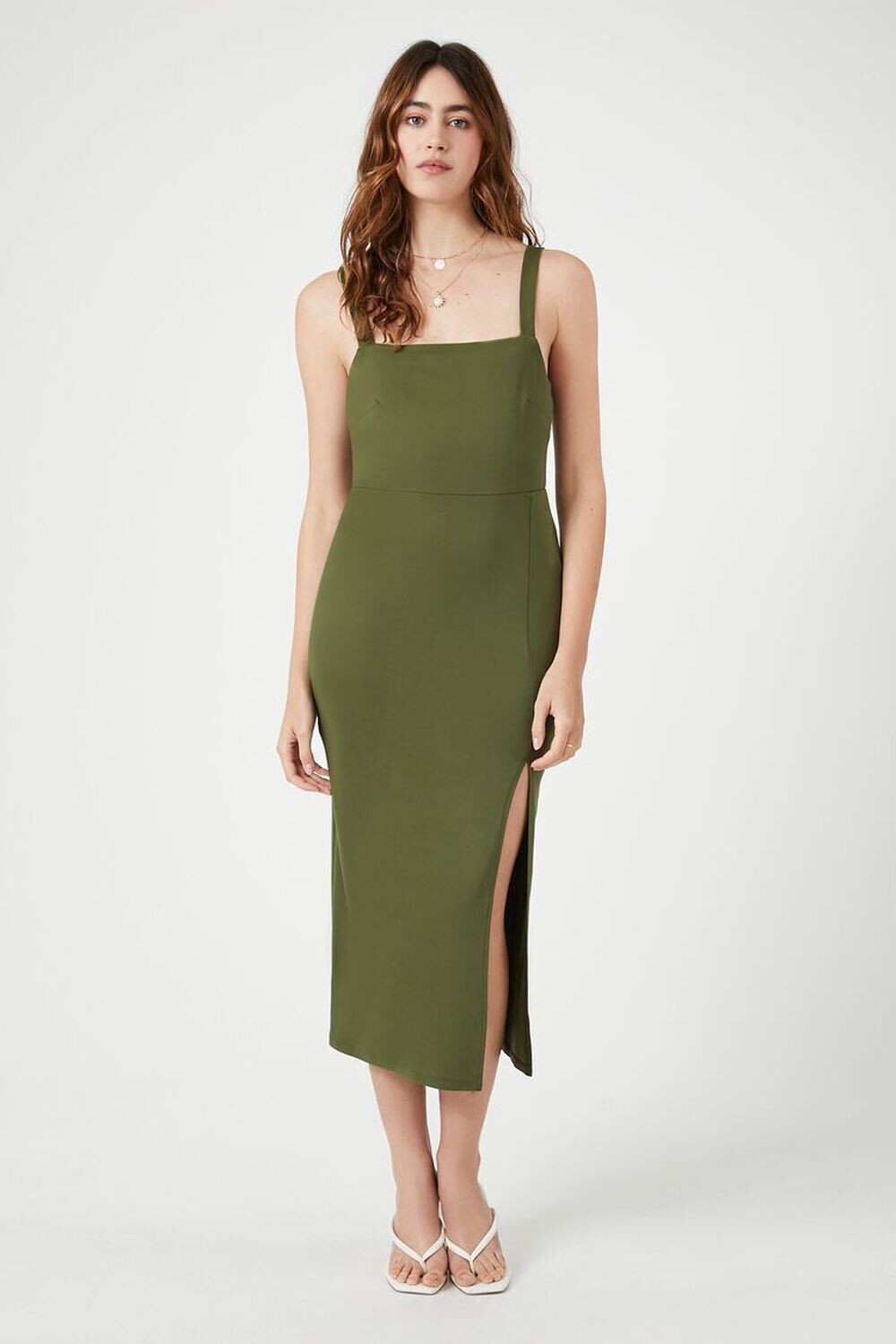 

Облегающее платье-миди Forever 21, оливковый