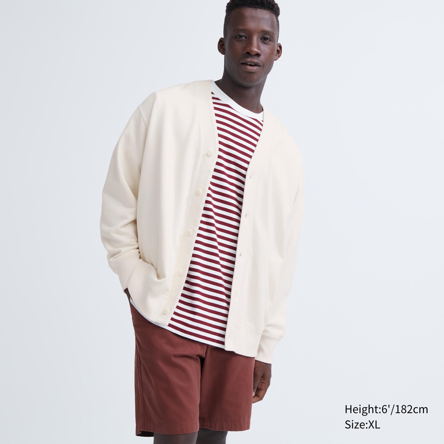 

Кардиган Uniqlo мужской хлопковый с длинными рукавами, молочный