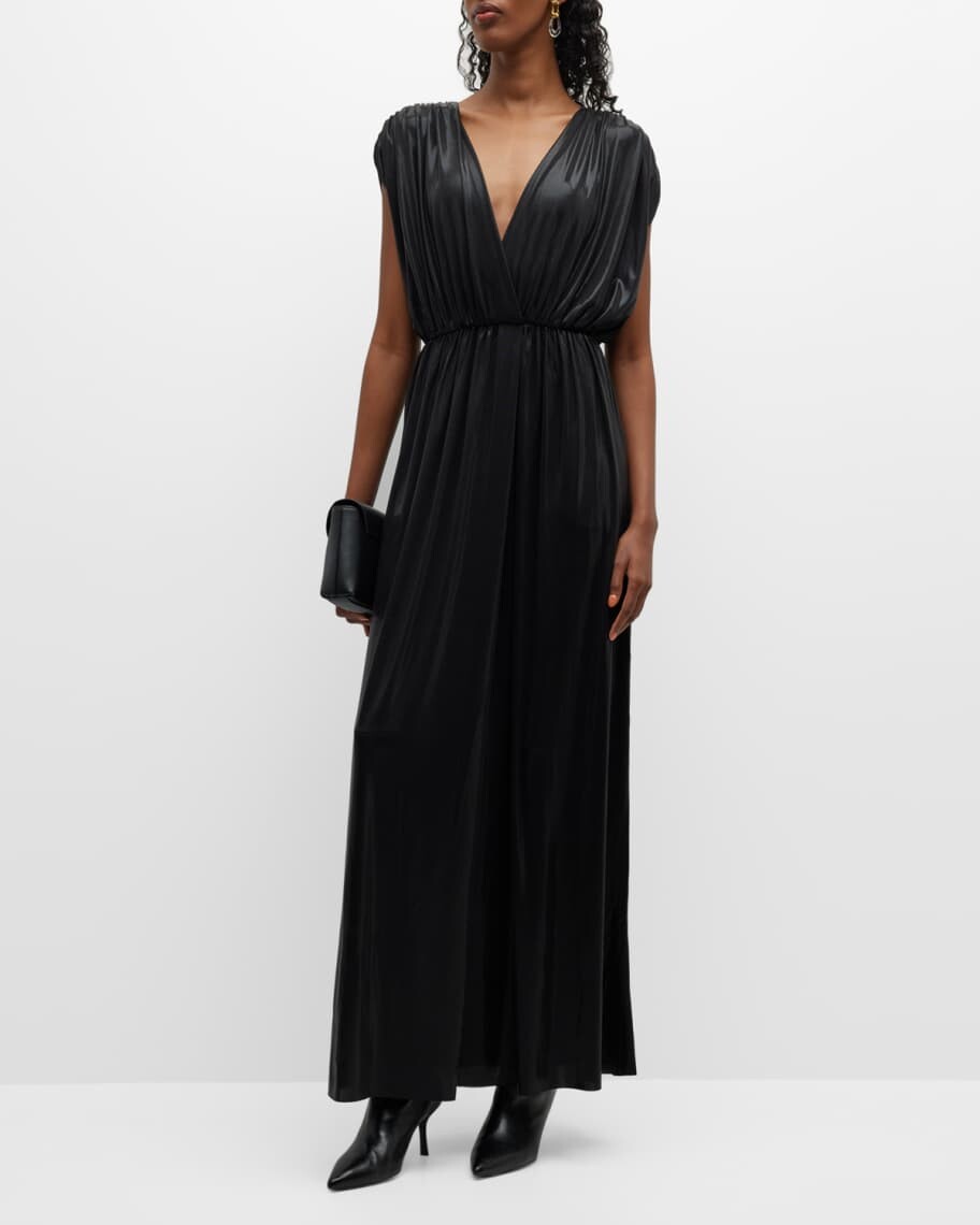 

Платье с разрезом Athena Deep V Lame Norma Kamali