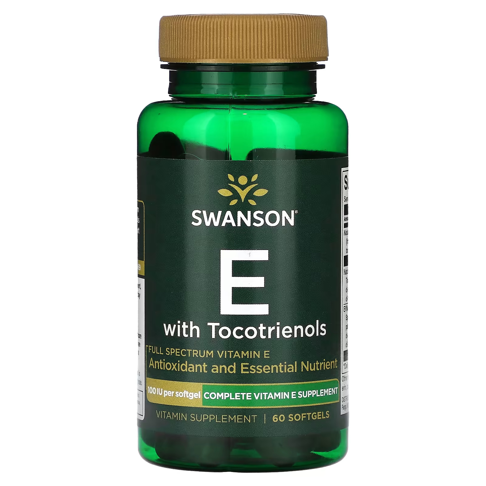 Swanson E с токотриенолами, 100 МЕ, 60 мягких таблеток swanson натуральный витамин e 1000 ме 100 мягких таблеток