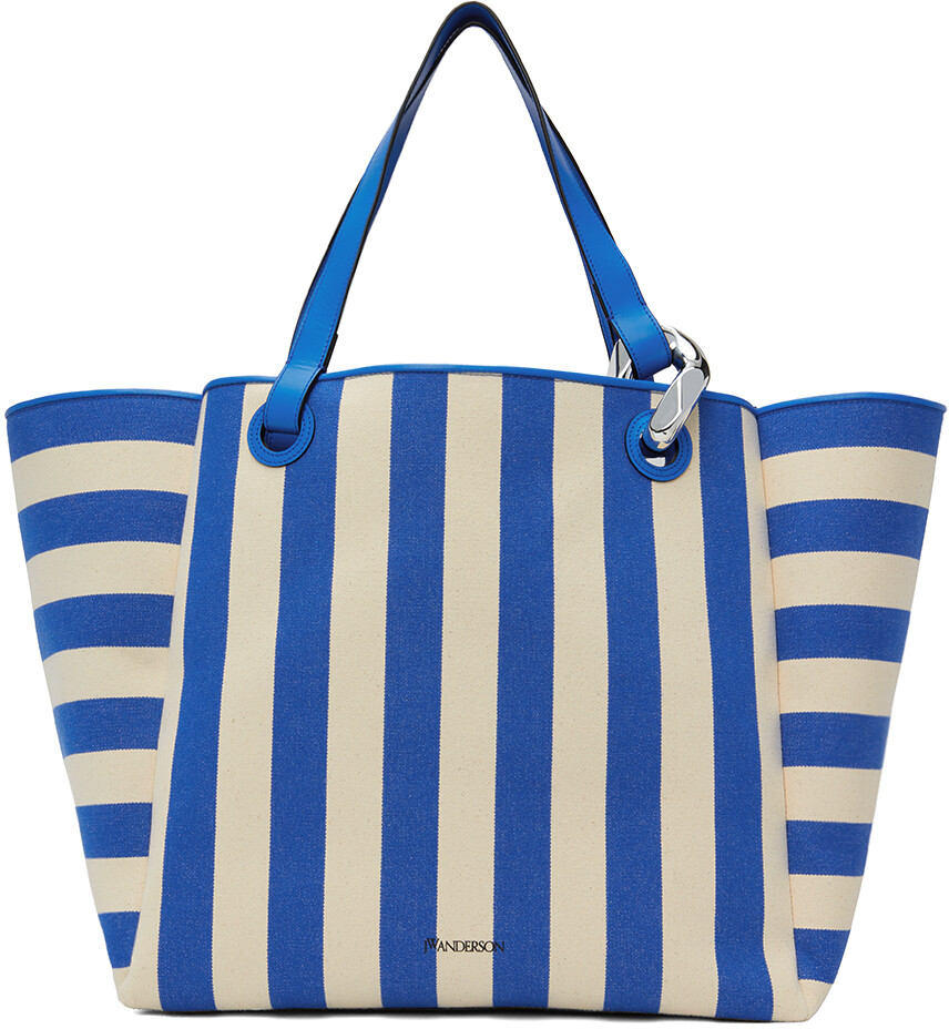 

Большая угловая сумка-тоут JWA сине-белого цвета Jw Anderson, цвет Blue/White