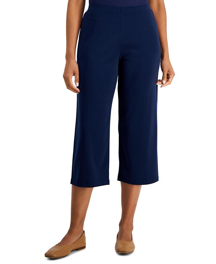 цена Женские однотонные свободные брюки-кюлоты без застежки JM Collection, синий
