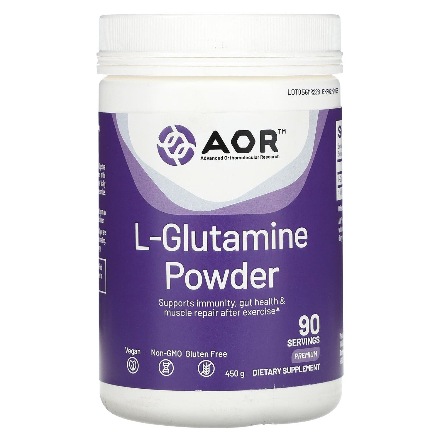

L-глютамин в порошке, премиальный, 450 г, Advanced Orthomolecular Research AOR