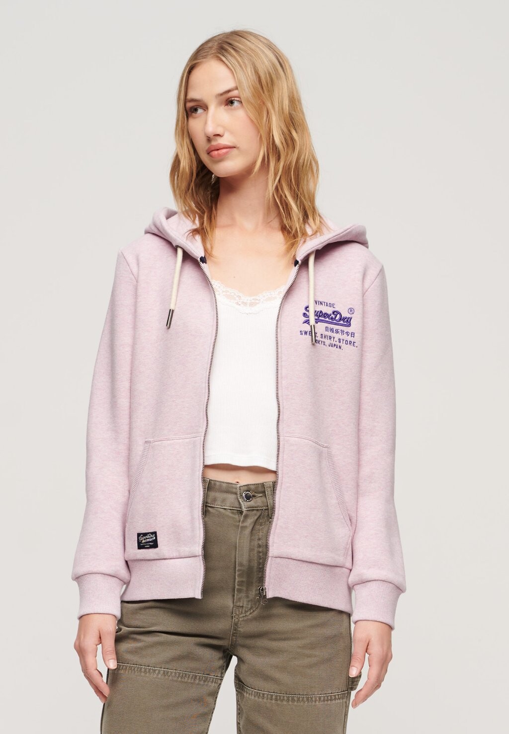 

Толстовка на молнии VINTAGE LOGO Superdry, розовый