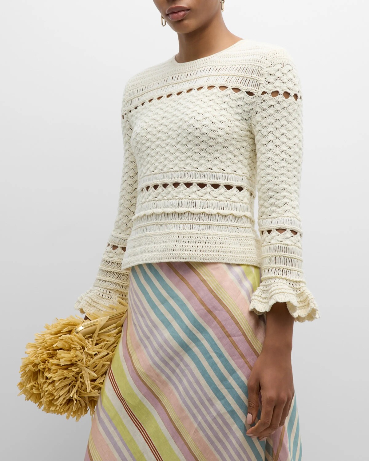 

Топ Waverly с круглым вырезом крючком Zimmermann, цвет Cream