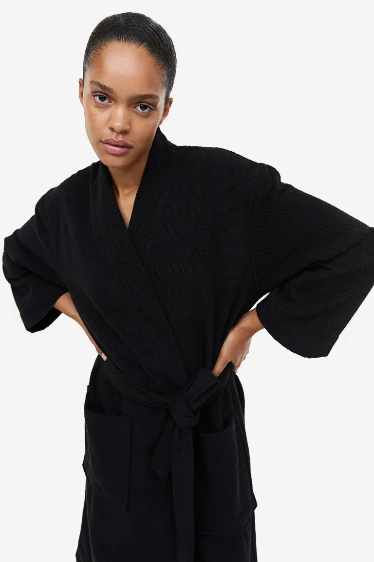Полотенце домашний халат H&M, черный халат из хлопковой махры с капюшоном tekla фиолетовый