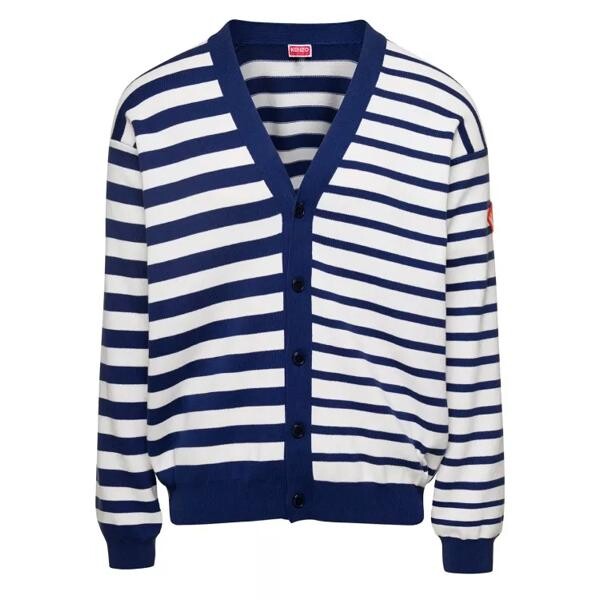 

Кардиган white and nautical striped cardigan in cotton Kenzo, синий