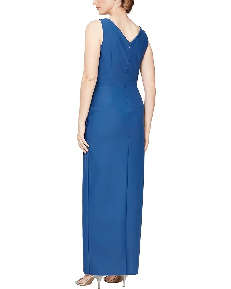 

Платье Alex Evenings Slimming Long Side Ruched Dress with Cascade Ruffle Skirt, индиго