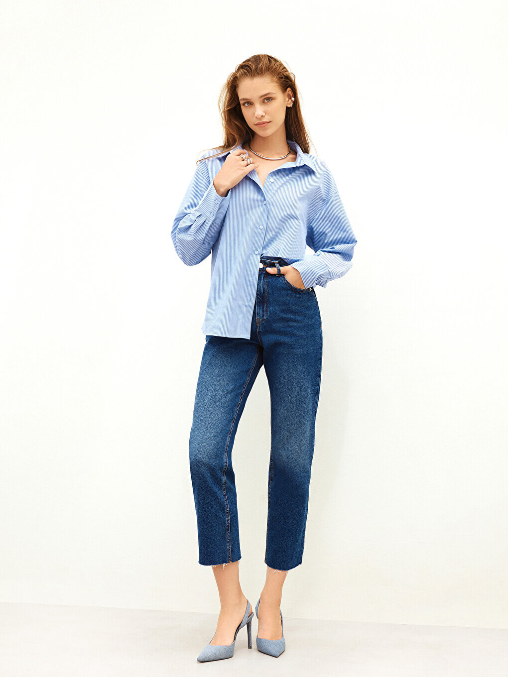 

Женские джинсовые брюки прямого кроя LCW Jeans, темное родео