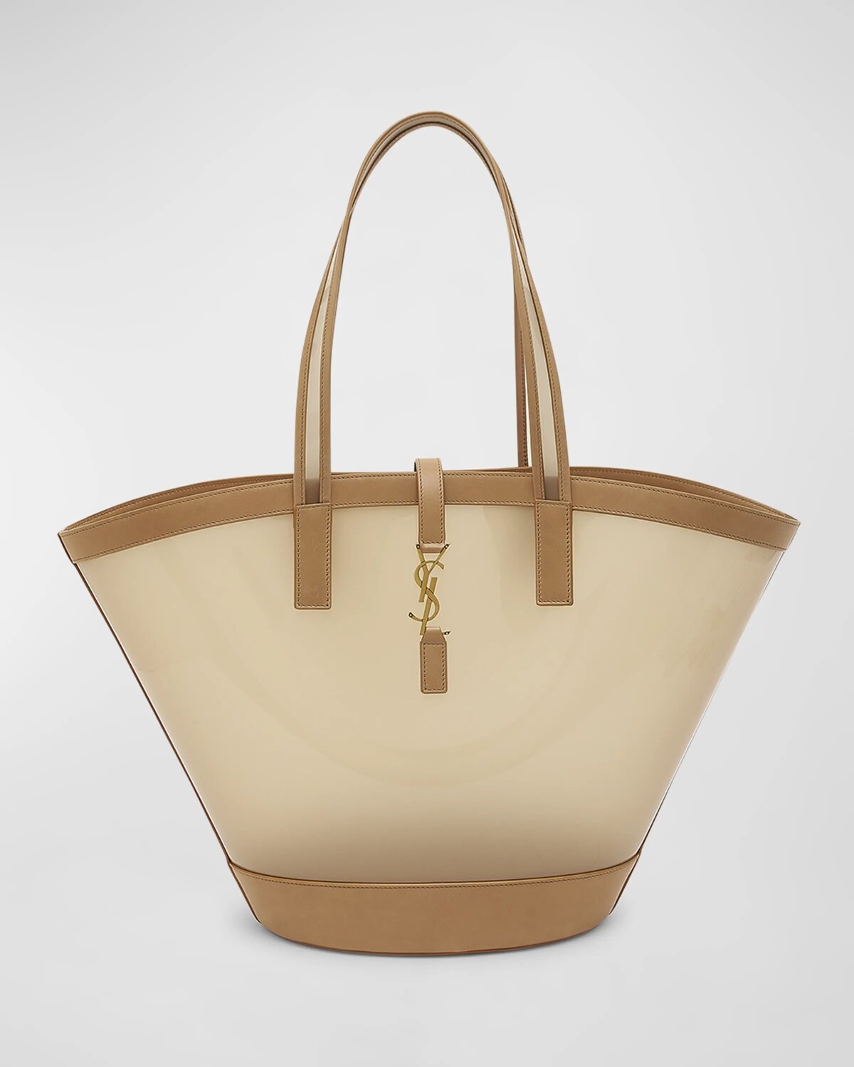 

Виниловая большая сумка YSL Basket среднего размера Saint Laurent, цвет Beige