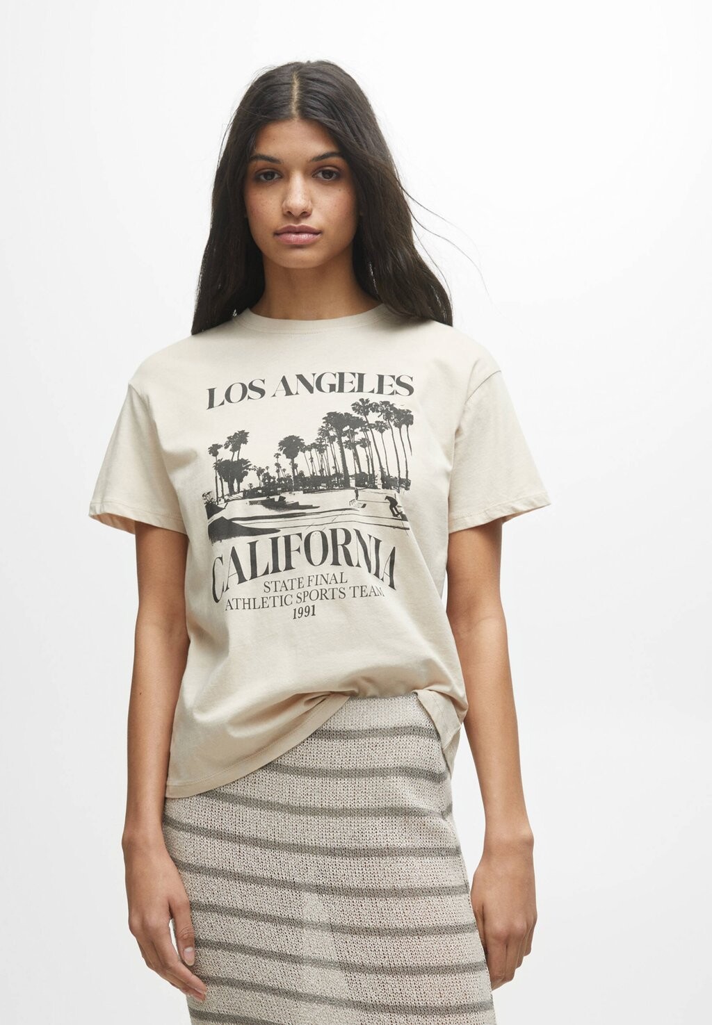 

Футболка с принтом PULL&BEAR, бежевый