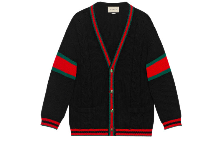 

Кардиган Gucci Twisted Loose вязаный, черный/красный/зеленый