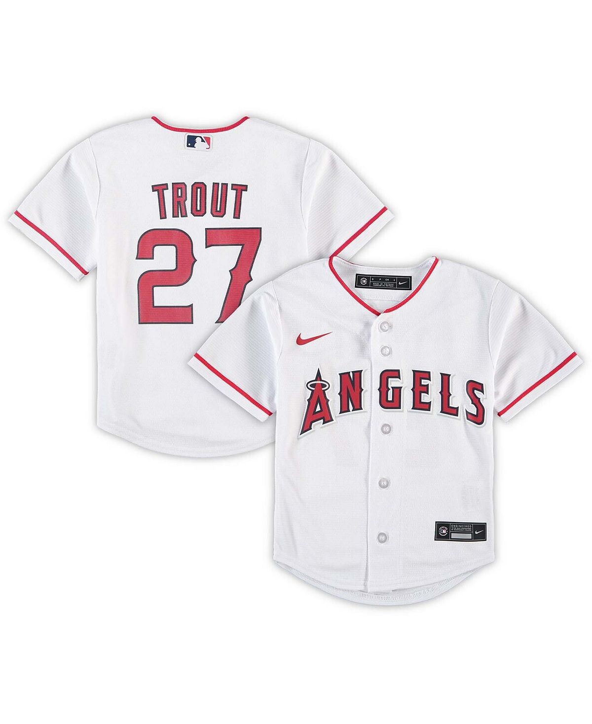 

Майка Траута для дошкольников Big Boys White Los Angeles Angels, домашняя реплика игрока, Джерси Nike