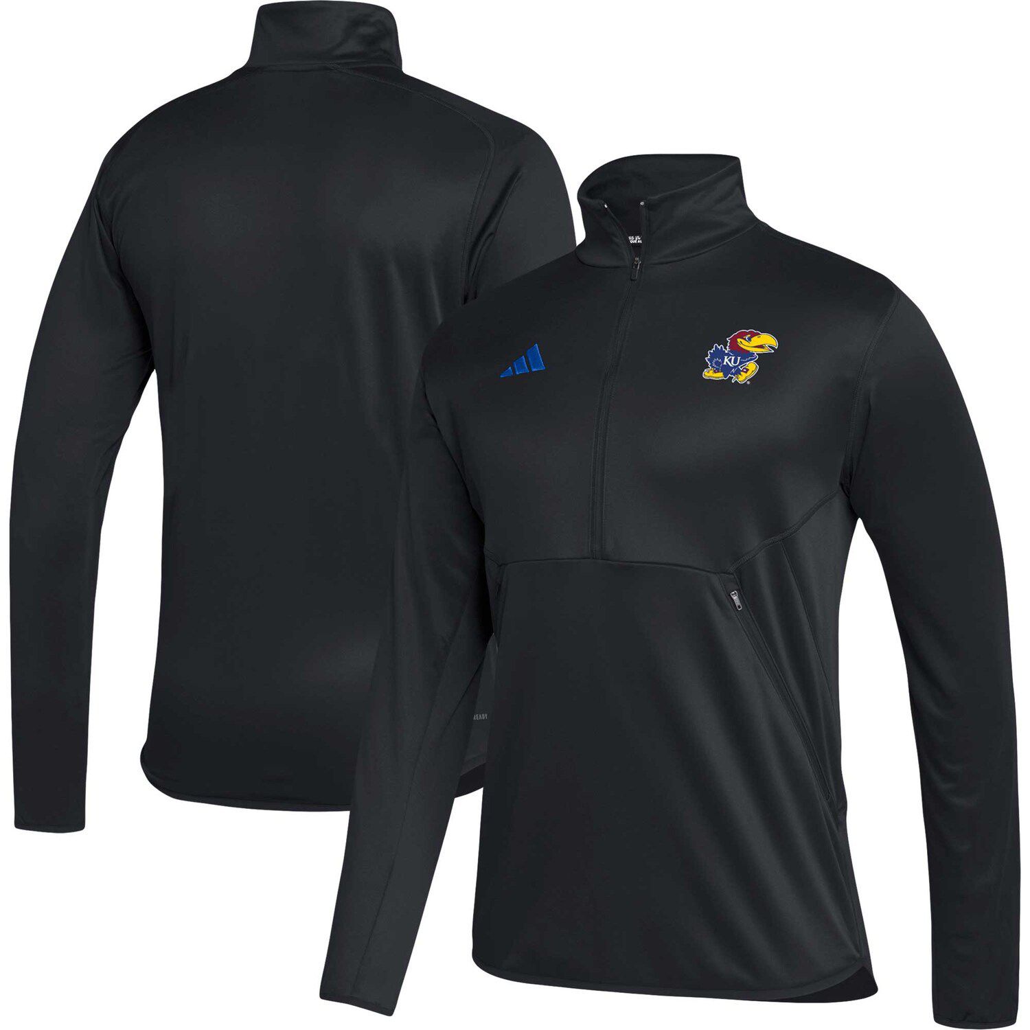 Мужская черная футболка с молнией до половины длины Kansas Jayhawks 2023 Sideline AEROREADY adidas цена и фото