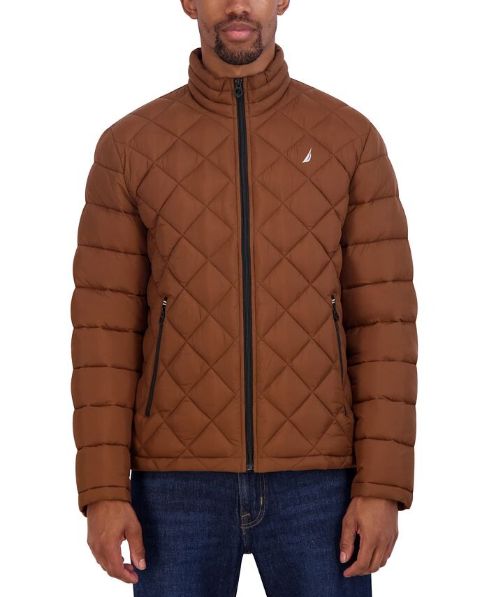 

Мужская стеганая куртка полулегкого веса Nautica, коричневый