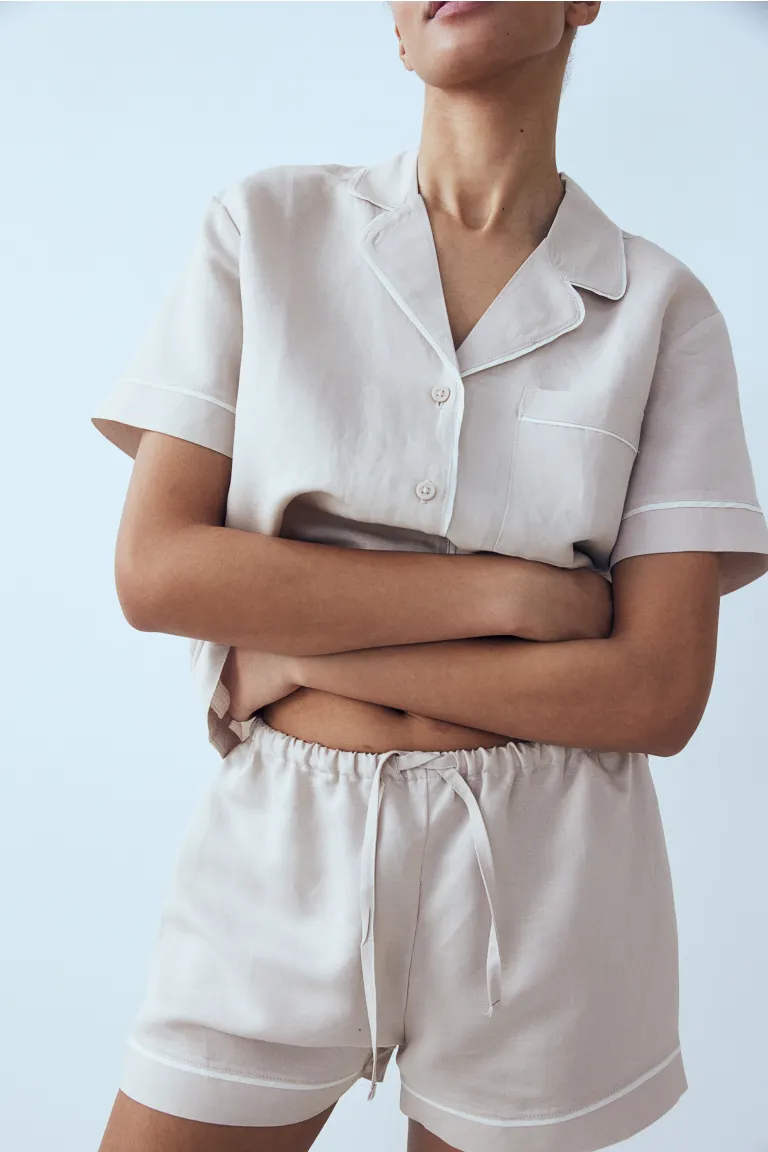 

Пижама из смесового льна H&M, бежевый