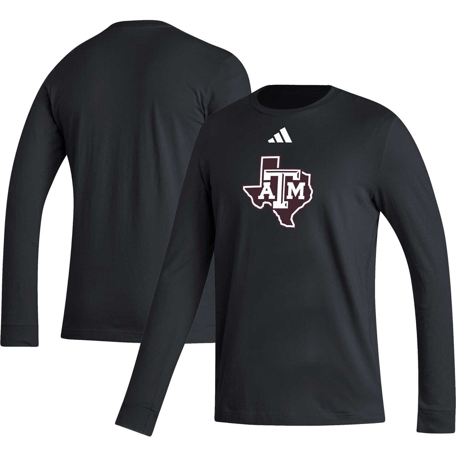 

Мужская черная футболка с длинным рукавом и логотипом Texas A&M Aggies Locker Fresh adidas