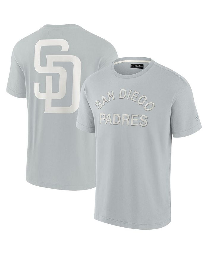 

Мужская и женская серая супермягкая футболка San Diego Padres с коротким рукавом Fanatics Signature, серый