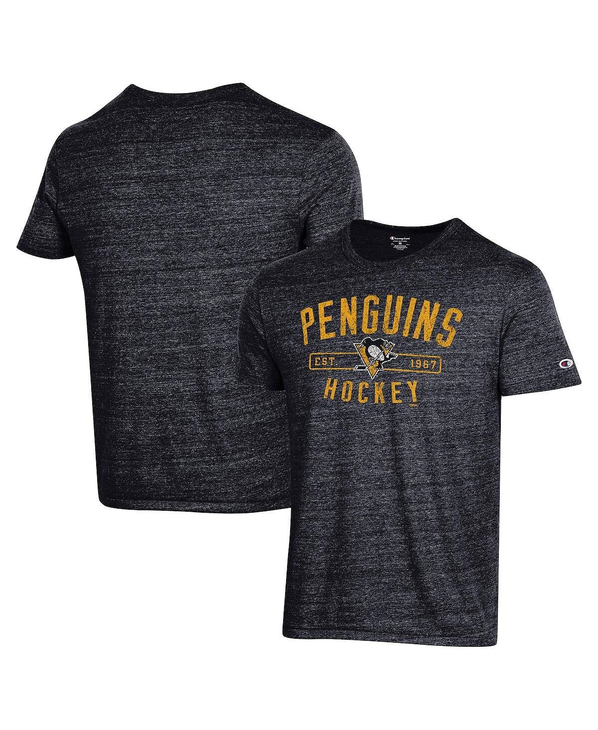

Мужская черная футболка Tri-Blend Pittsburgh Penguins Champion