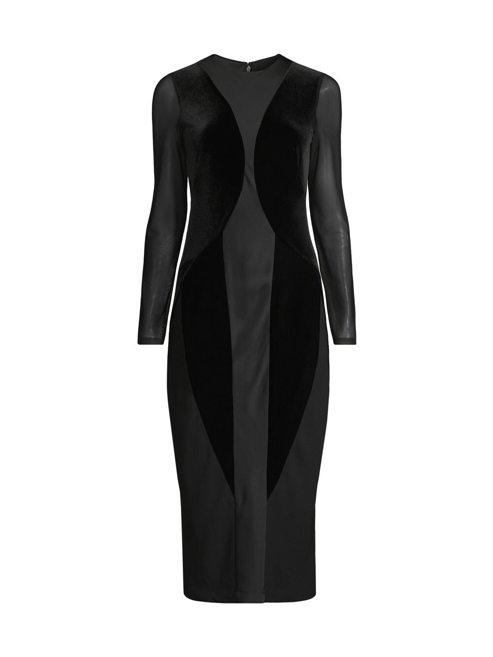 

Бархатное миди-платье Collage с сетчатыми рукавами Donna Karan New York, черный