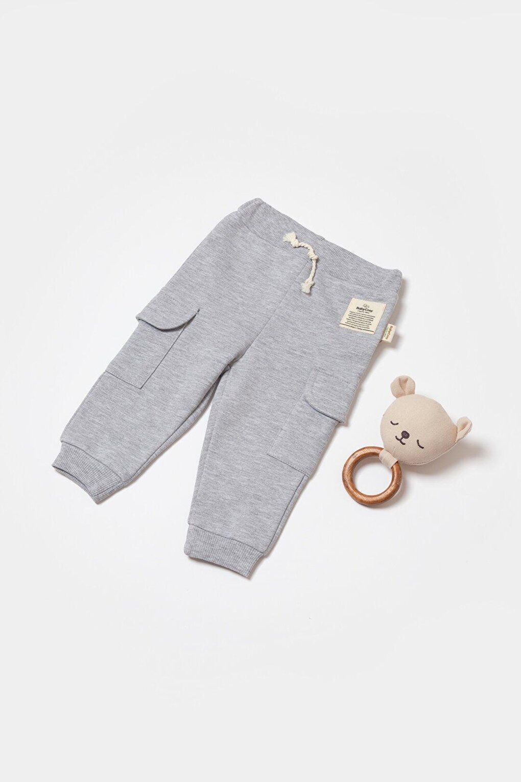 Детские спортивные штаны с карманами-карго BabyCosy Organic Wear, серый