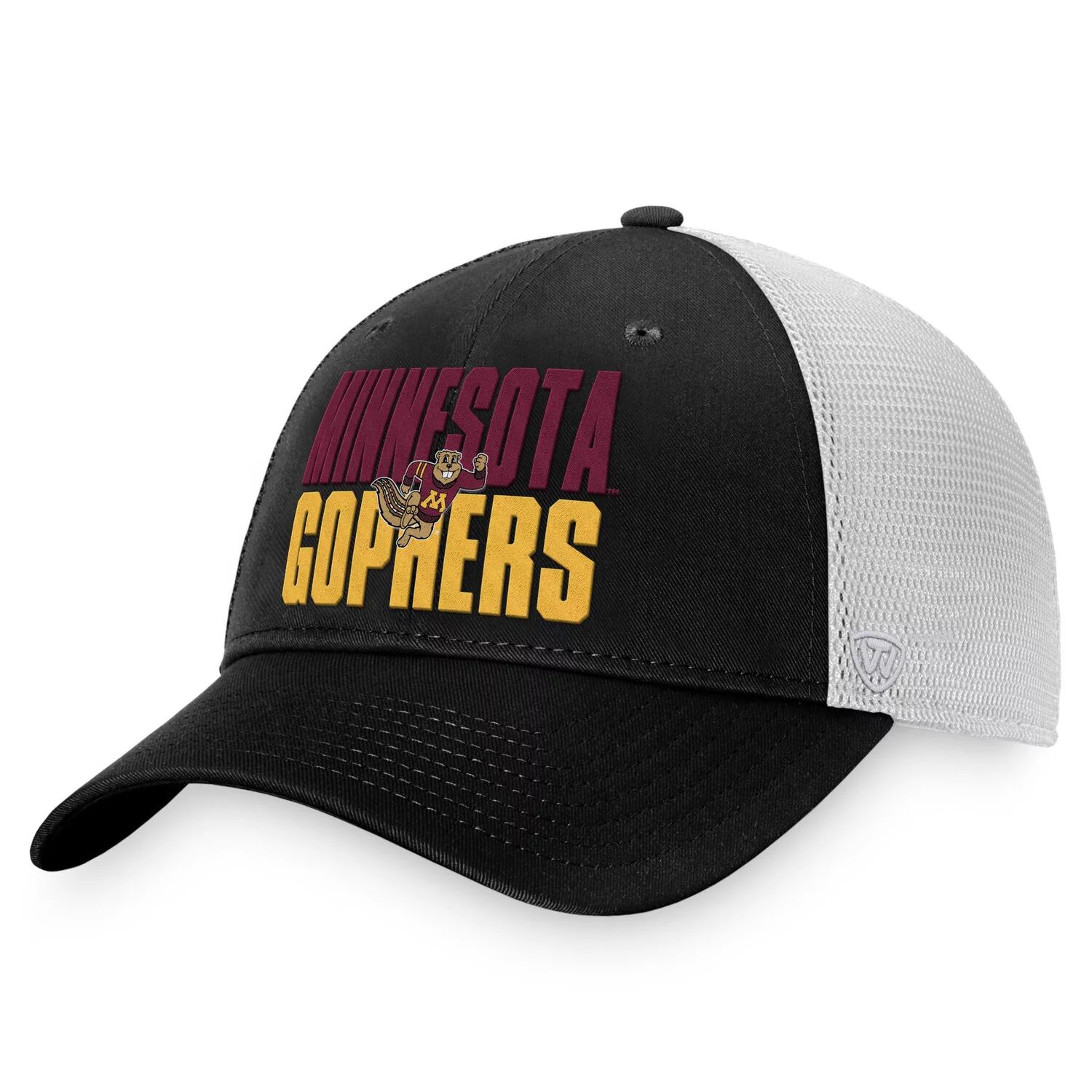 Мужская черно-белая кепка Top of the World Minnesota Golden Gophers Stockpile Trucker Snapback