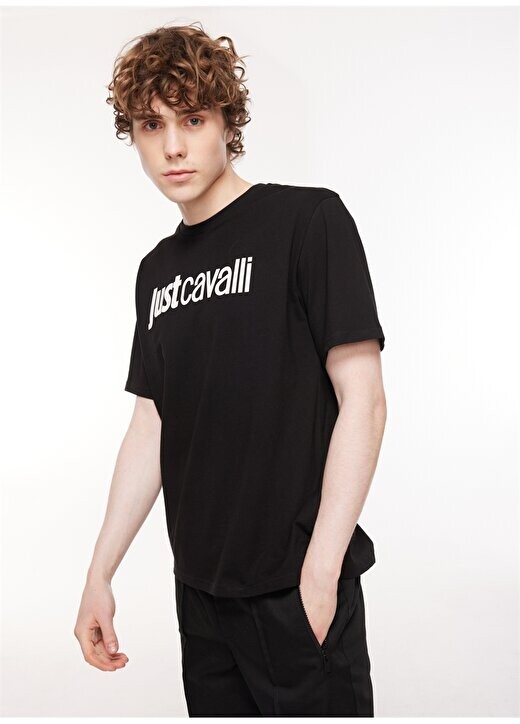 

Черная мужская футболка с круглым вырезом 75OAHT00 Just Cavalli, черный