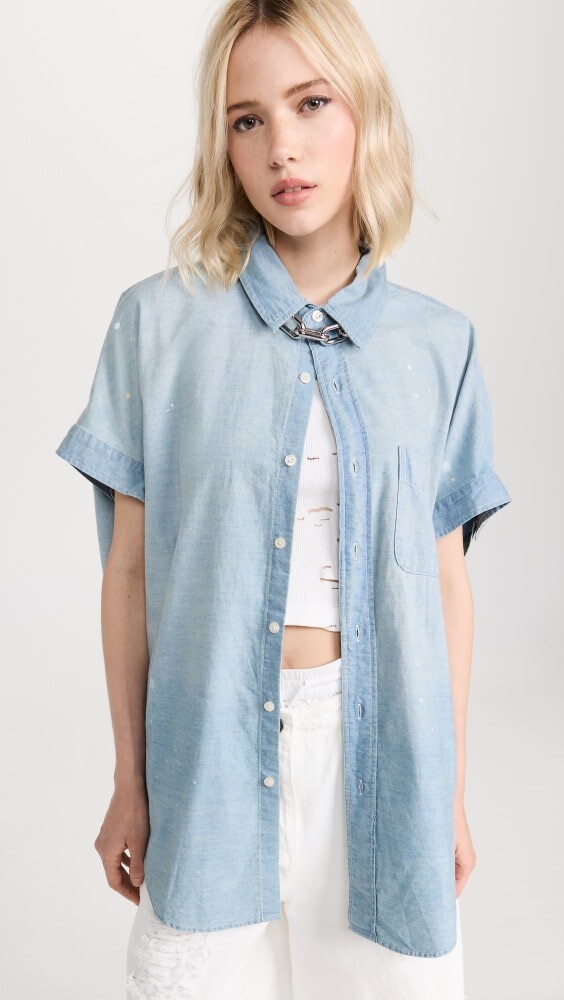 

Рубашка R13 Sleeveless Boxy Button Up, синий