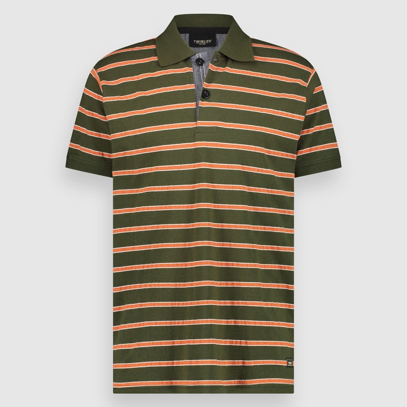 Поло Twinlife Polo Shirt Jacquard Stripe, цвет Grün, mehrfarbig