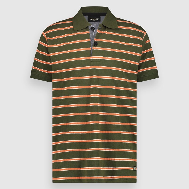 

Поло Twinlife Polo Shirt Jacquard Stripe, цвет Grün, mehrfarbig