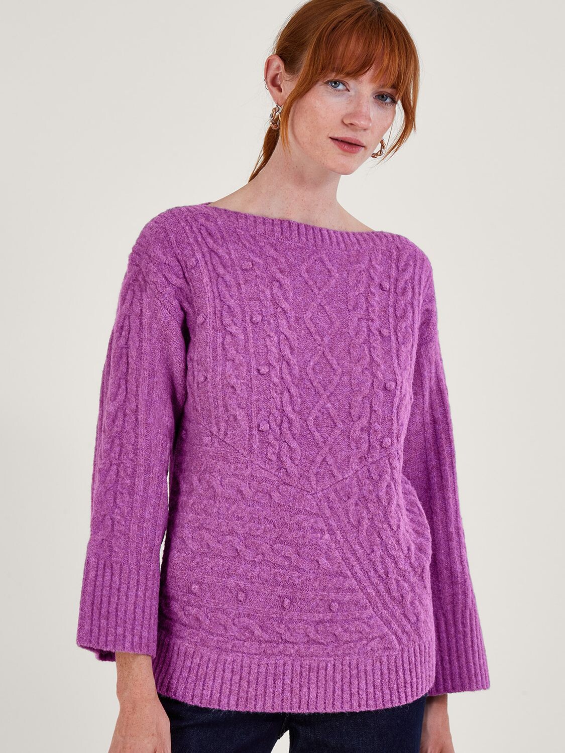 

Джемпер косой вязки Satu Stitch Monsoon, сирень