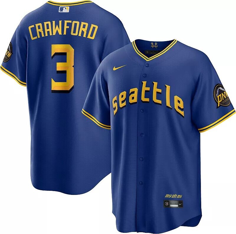 

Мужская футболка Nike Seattle Mariners 2023 City Connect J. P. Crawford #3 Cool Base Джерси