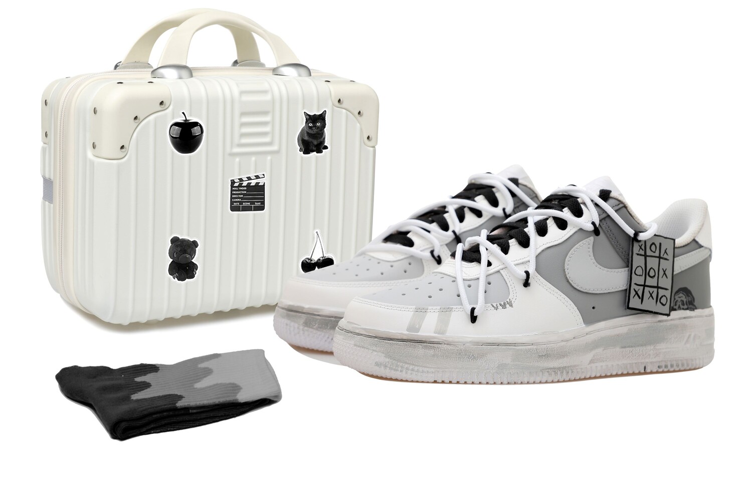 

Кроссовки для скейтбординга Air Force 1 женские с низким верхом, белые/серые Nike