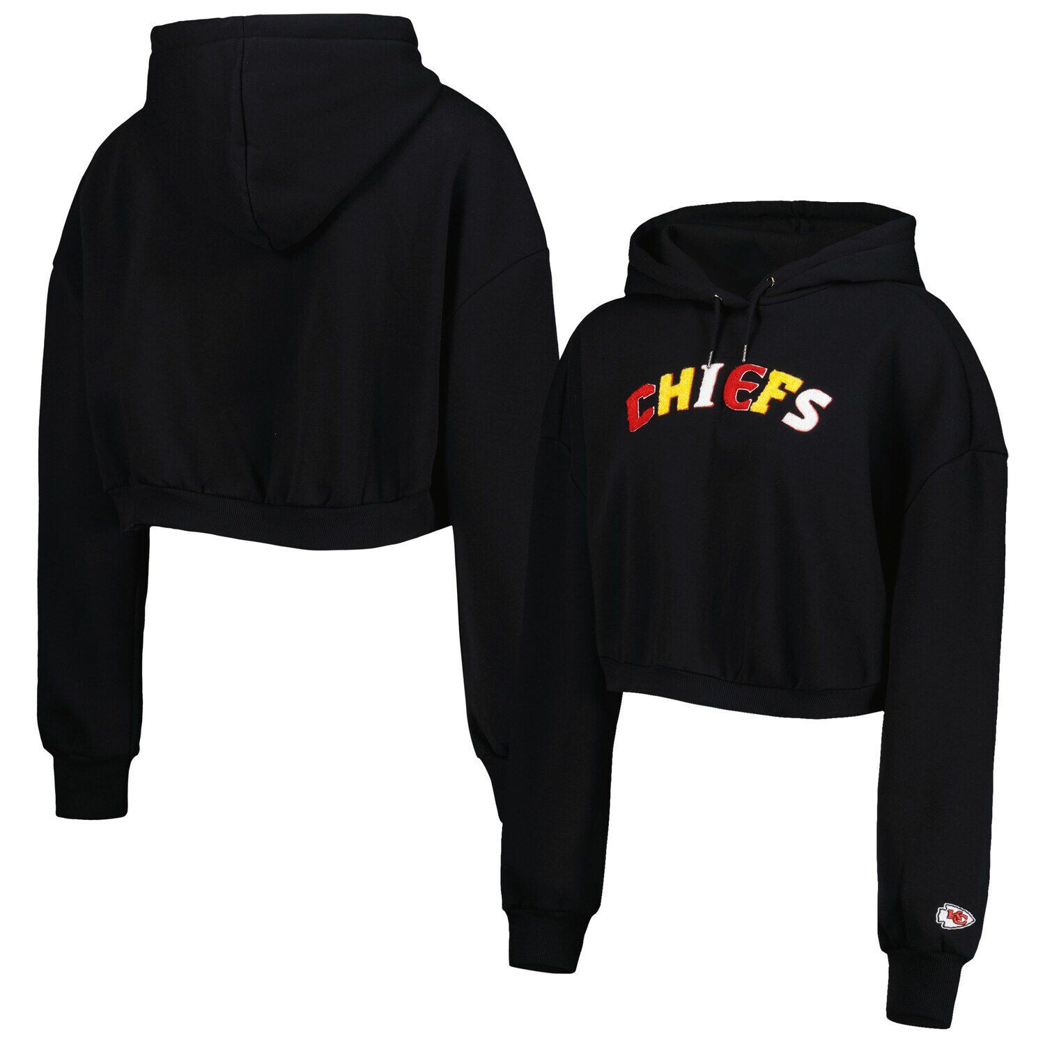 

Женский укороченный пуловер с капюшоном The Wild Collective черного цвета Kansas City Chiefs, Черный
