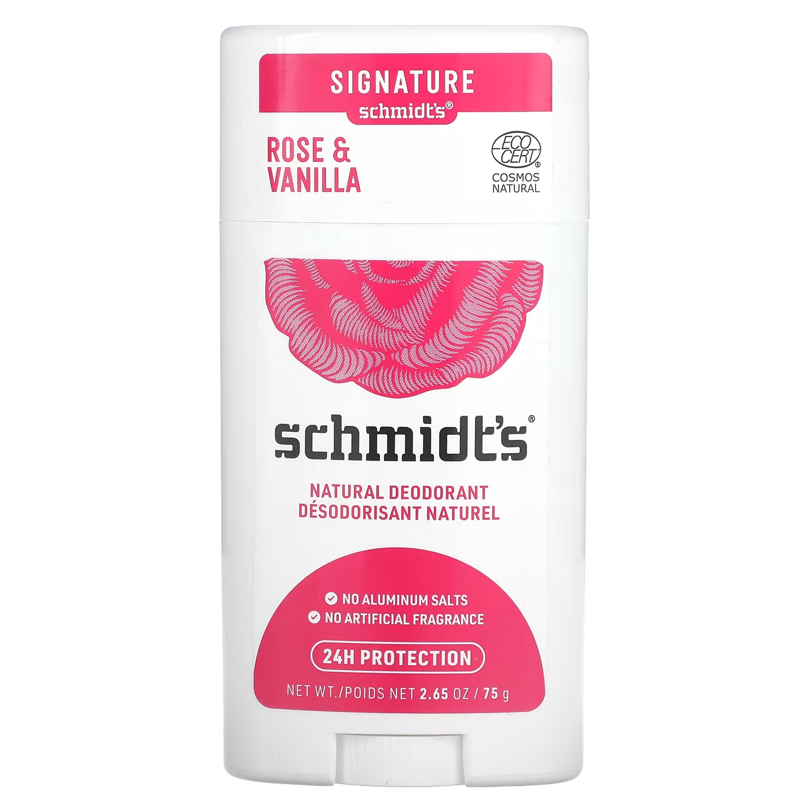 Натуральный дезодорант Schmidt's «Роза и ваниль», 2,65 унции (75 г) schmidt s натуральный дезодорант кокос и каолиновая глина 75 г 2 65 унции