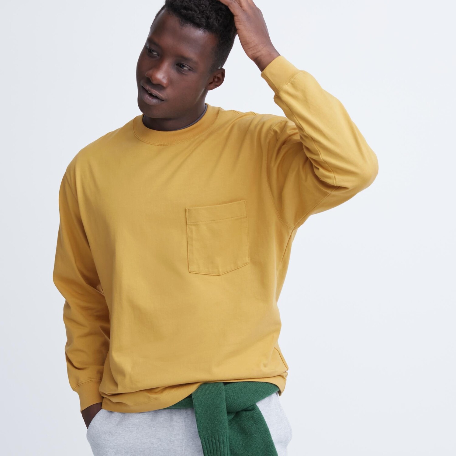 

Футболка из хлопка Uniqlo с круглым вырезом, желтый