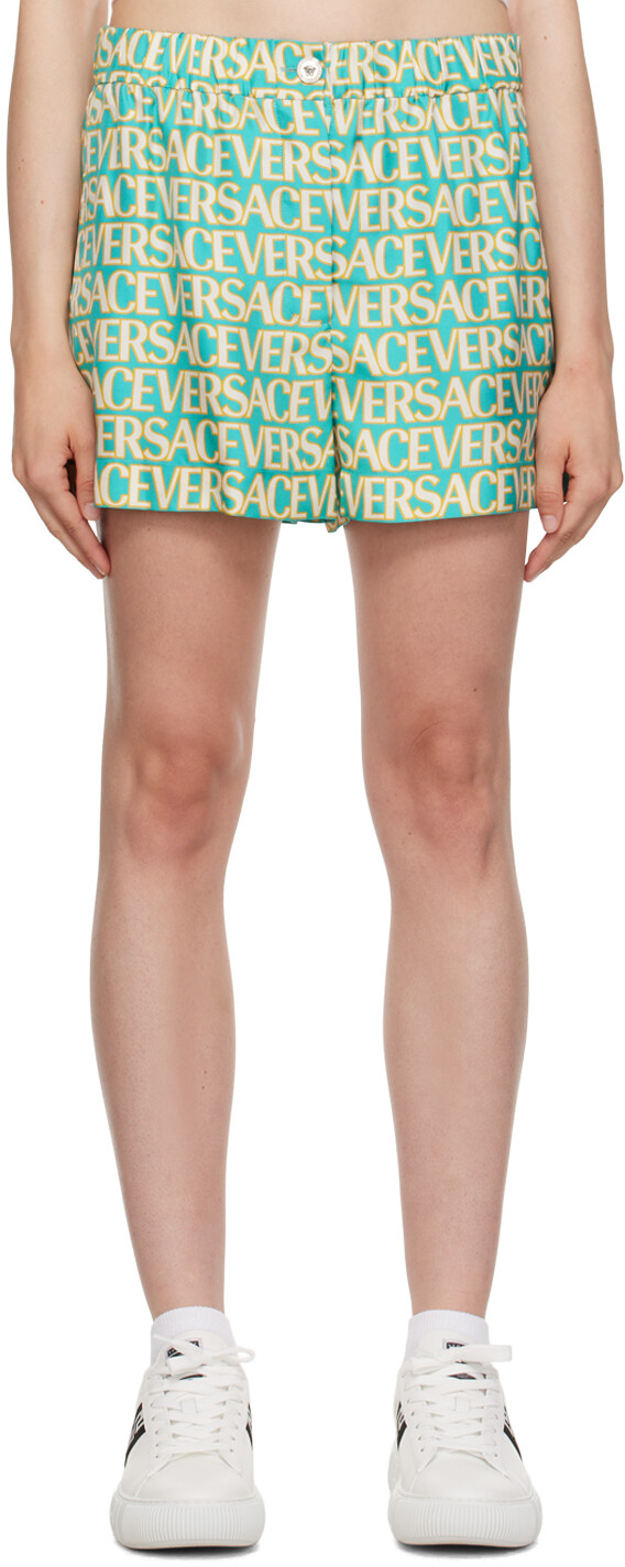 

Зеленые шорты по всей длине Бирюзовые Versace