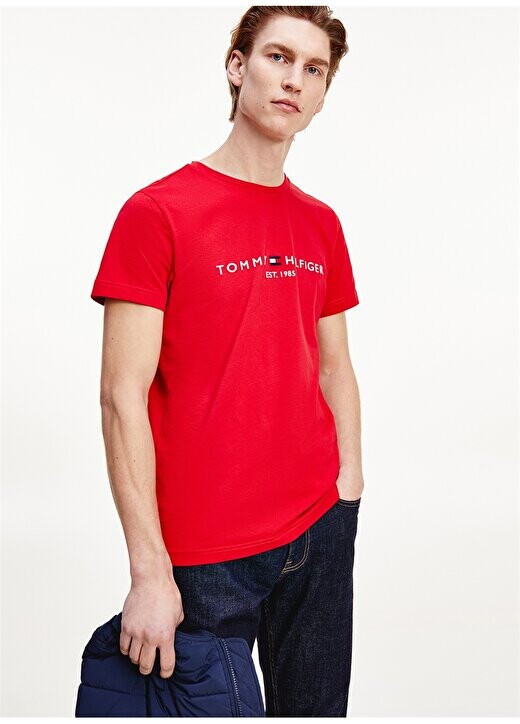 

Красная мужская футболка с круглым вырезом MW0MW11797 Tommy Hilfiger, красный