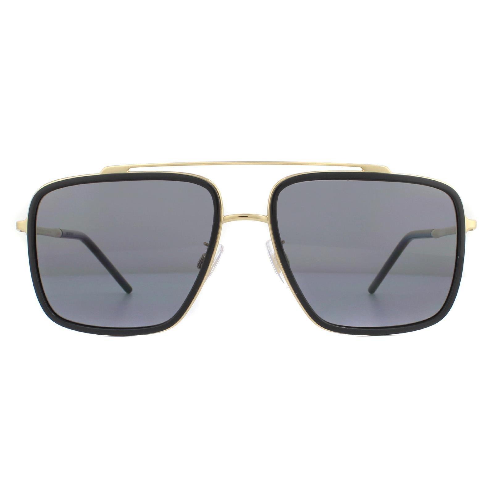 Квадратные золотисто-черно-коричневые поляризованные солнцезащитные очки с градиентом Dolce & Gabbana, черный