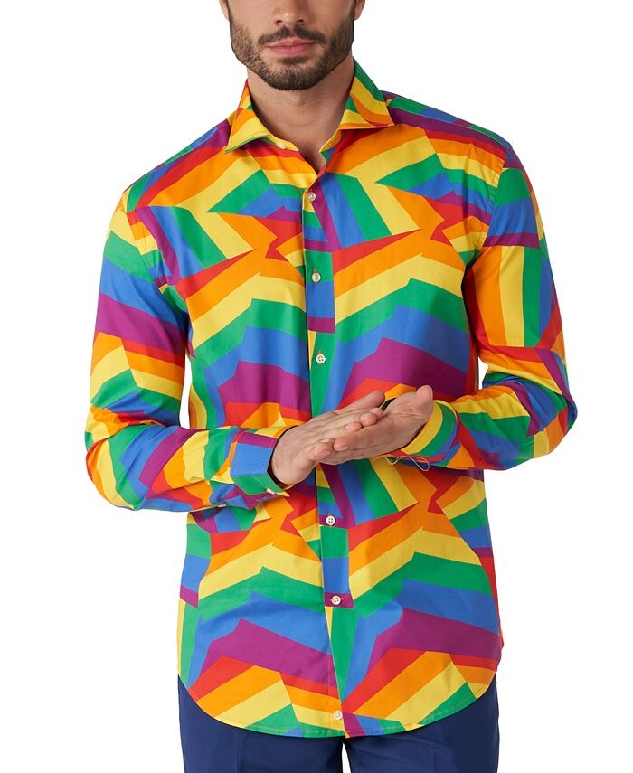 

Мужская рубашка с длинным рукавом и зигзагообразным радугой OppoSuits, мультиколор