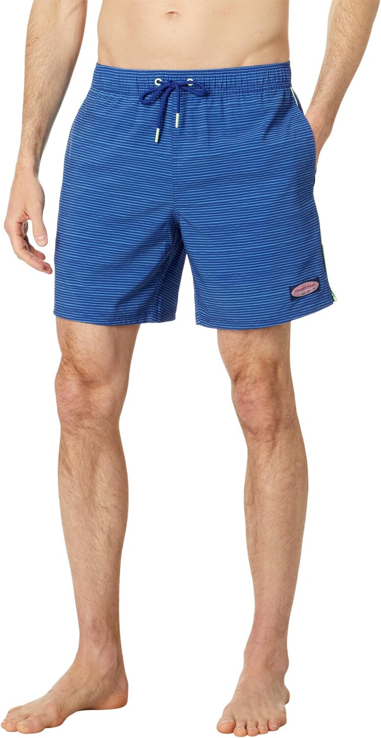 

Счастливые плавки с принтом Vineyard Vines, цвет Stripe Maritime Blue