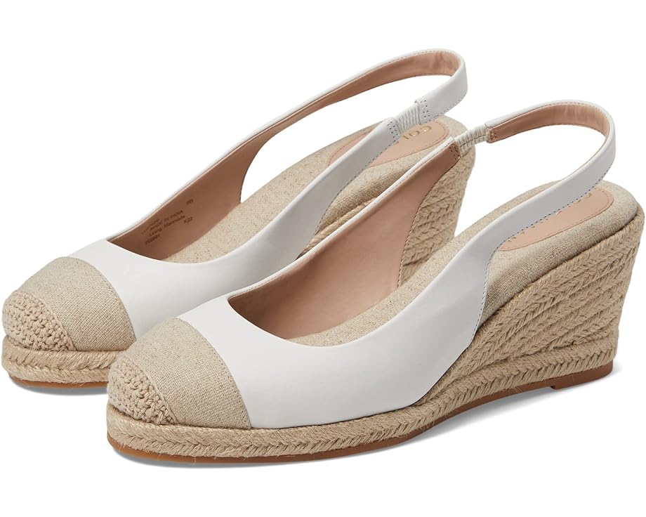 Туфли Cole Haan Cloudfeel Espadrille Wedge Slingback 80 mm, цвет White Leather Natural Linen туфли cole haan cloudfeel espadrille wedge 80 mm ii цвет white linen natural jute