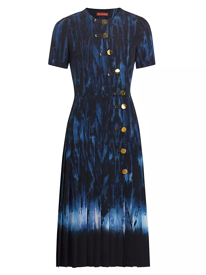 Платье миди с абстрактным узором Myrtle Altuzarra, цвет berry blue shibori
